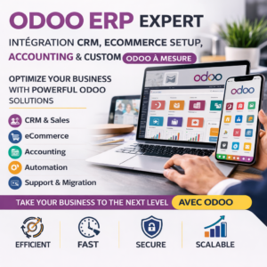 Intégration CRM, eCommerce, Comptabilité et Développement Odoo sur mesure